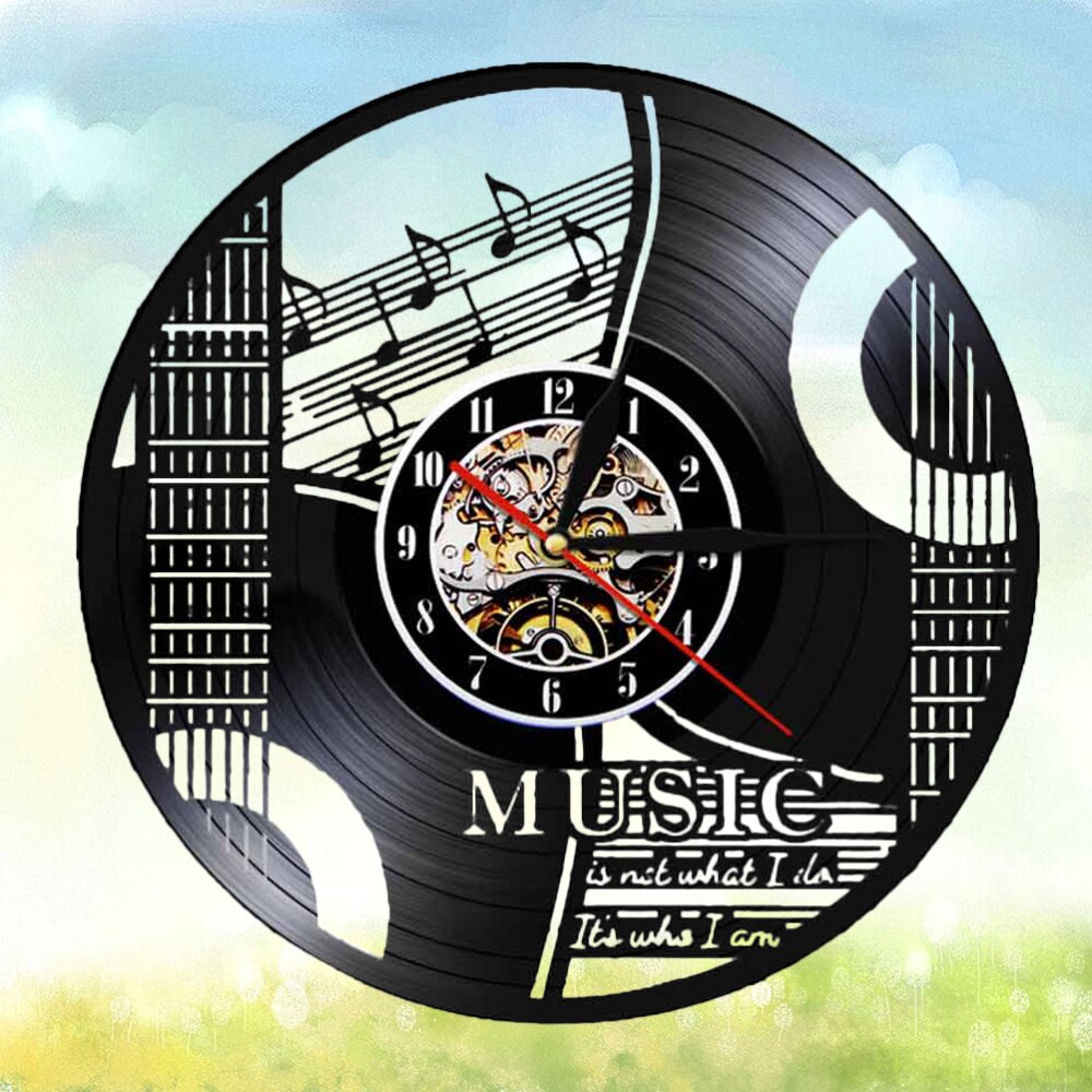 Vinyl Record Wall Clock Musical Note Instrument Wall Clock Wall Hanging Clock (without Lamp Shipment without Battery)
