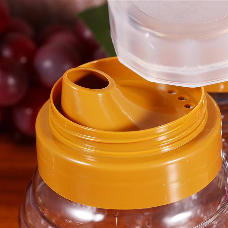 4Pcs 500g Transparent Honey Bottle Plastic Liquid Food Jar Portable Food Packaging Bottle Household Honey Jar with Lid for Home