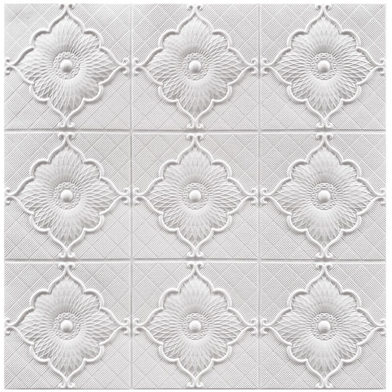 3D Muurstickers Plafond Sticker Dak Decoratie Schuim Behang Stereo Waterdicht Diy Tv Achtergrond Behang Sticker: white / 1pcs 23X23cm