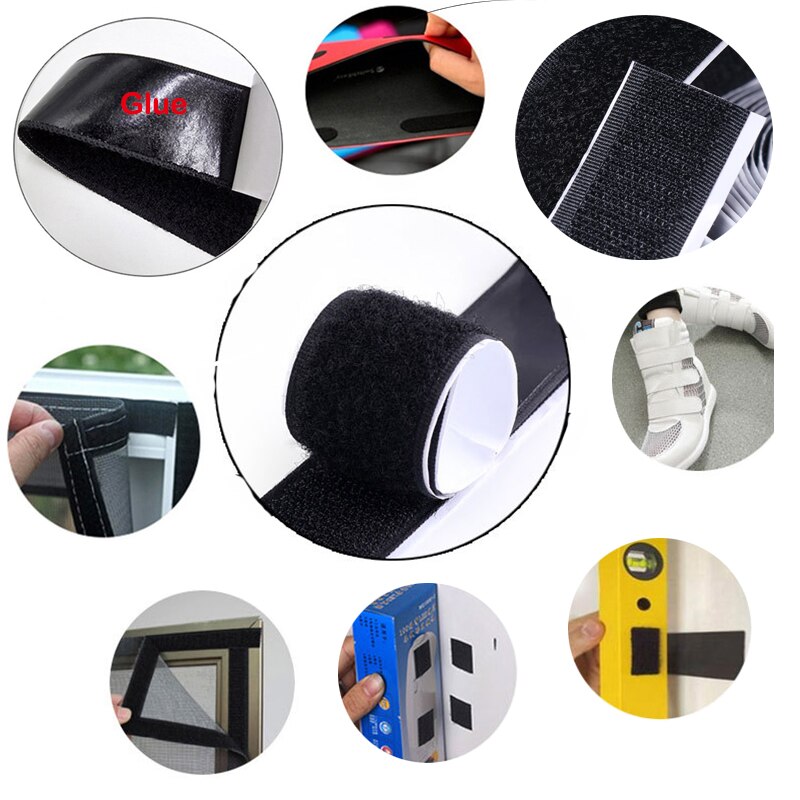 12Meter zelfklevende Sluiting Tape nylon Haken en Lussen klittenbandsluitingen lijm met Lijm magic tape DIY craft Decor 16 -110m