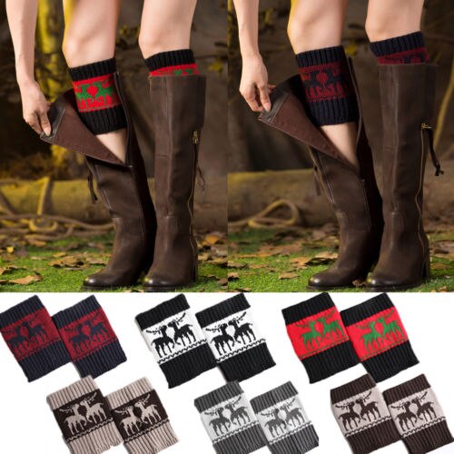 Mulheres do Inverno do Natal Polainas Boot Crochet Knit Socks Toppers Punhos Populares