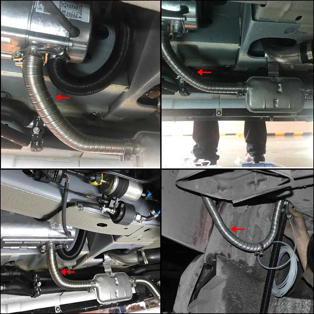 Parking Air Heater Tank Exhaust Stainless Steel Pipe Diesel Gas Vent Hose 120cm