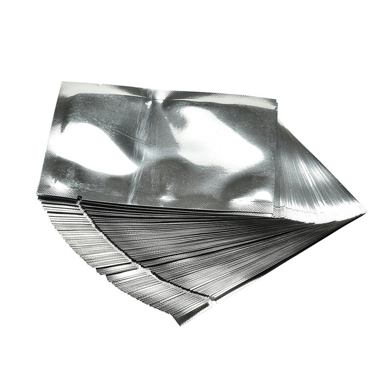 Bolsas de aluminio para sellado al vacío, bolsas de Mylar plateadas para almacenamiento de utensilios de cocina para el hogar, 100 Uds.