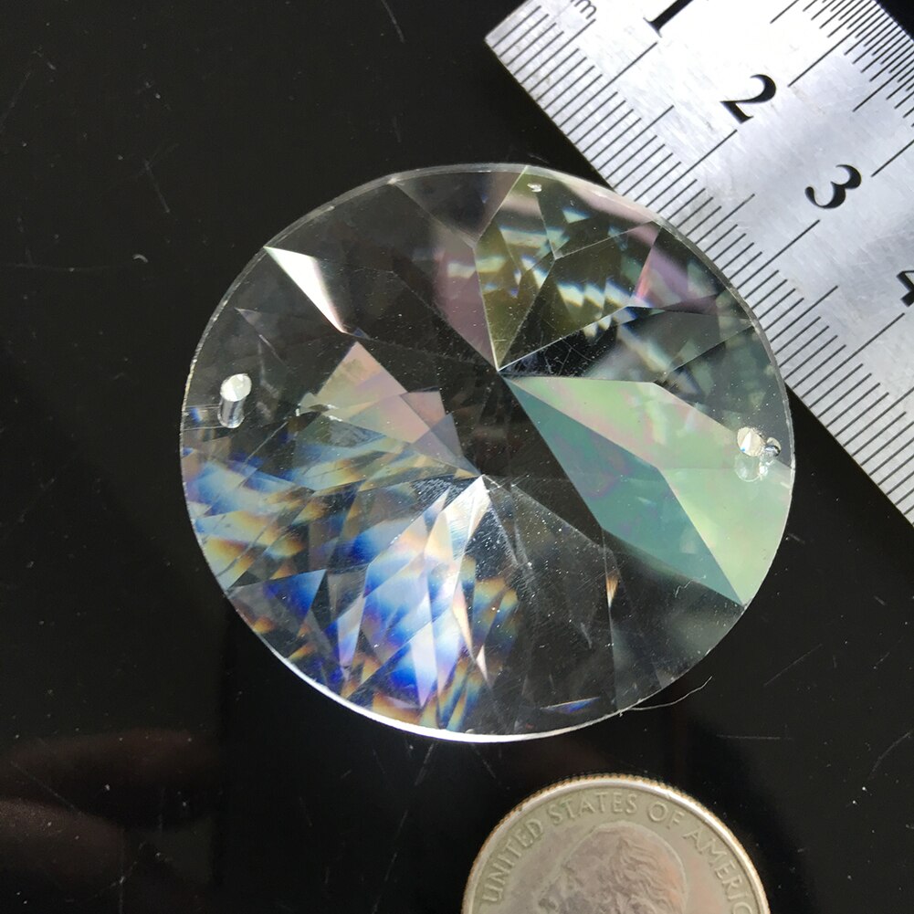 40Mm Transparant Kristal Dubbele Gat Kunstmatige Paars Goud Crystal Cut Sieraden Ambachten Thuis Kroonluchter Decoratieve