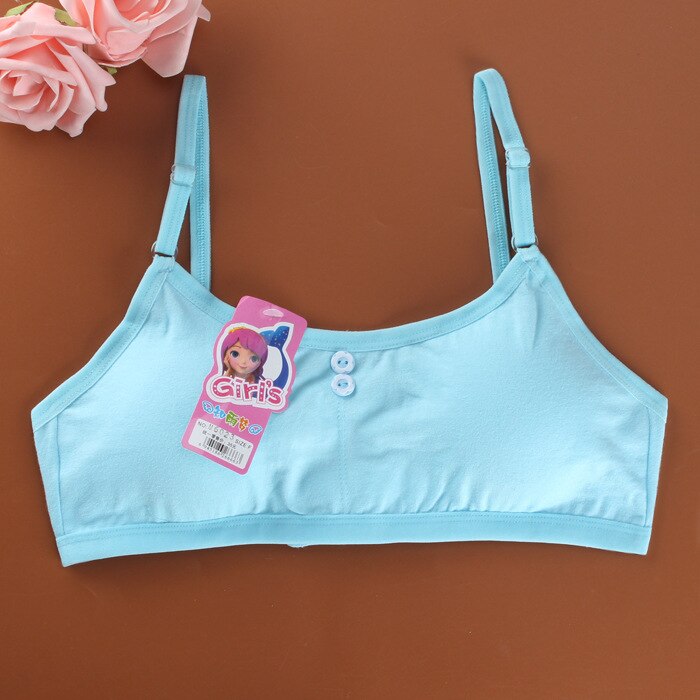 Effenkleurige, eendelige, dunne kanten trainingsbeha voor jonge meisjes met drie haakjes aan de achterkant