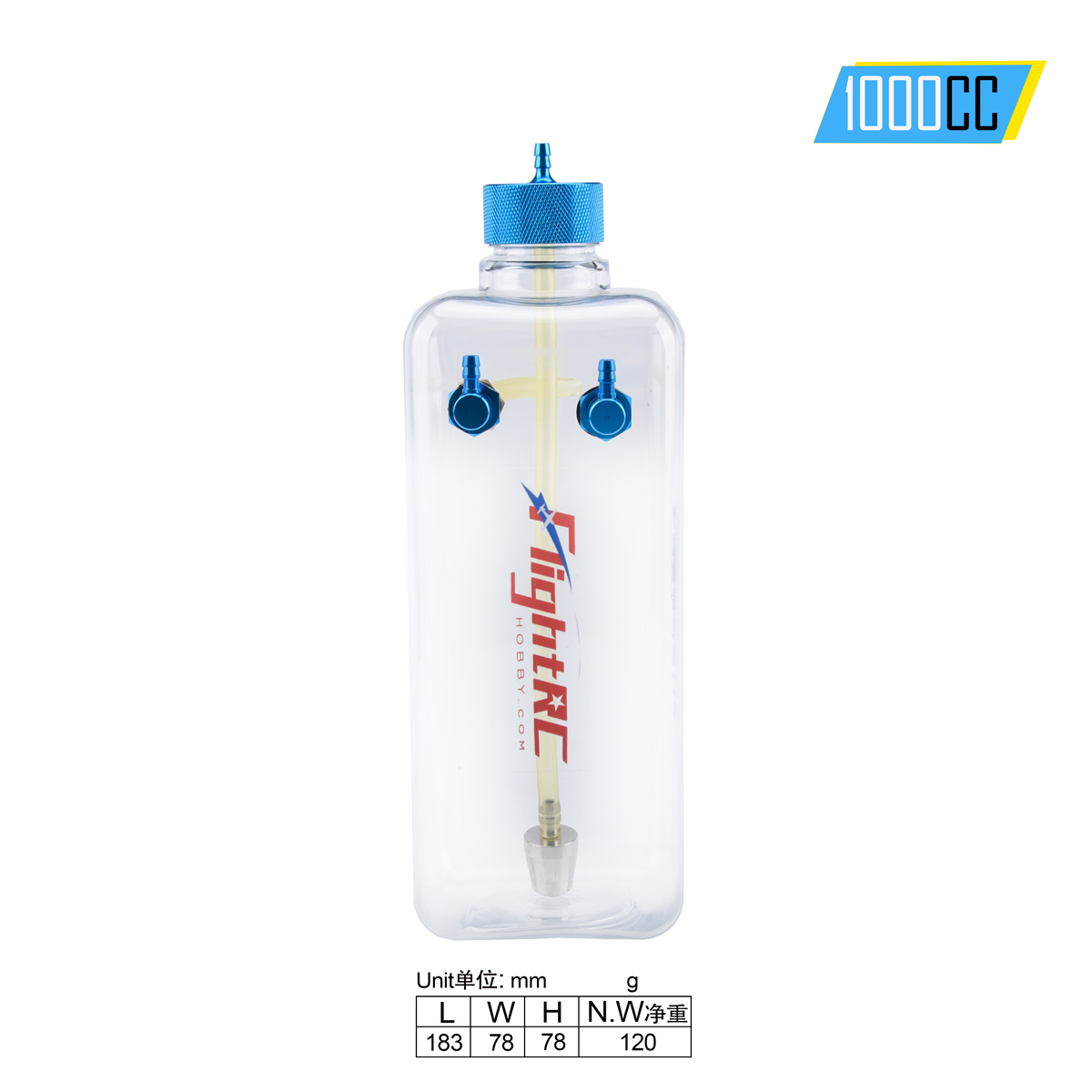 Réservoir de carburant essence bouteille en plastique Transparent 300/400/500/600/750/1000/1600ML/CC CNC en alliage d'aluminium pour avion à gaz et Nitro 1 pièce: Gris clair