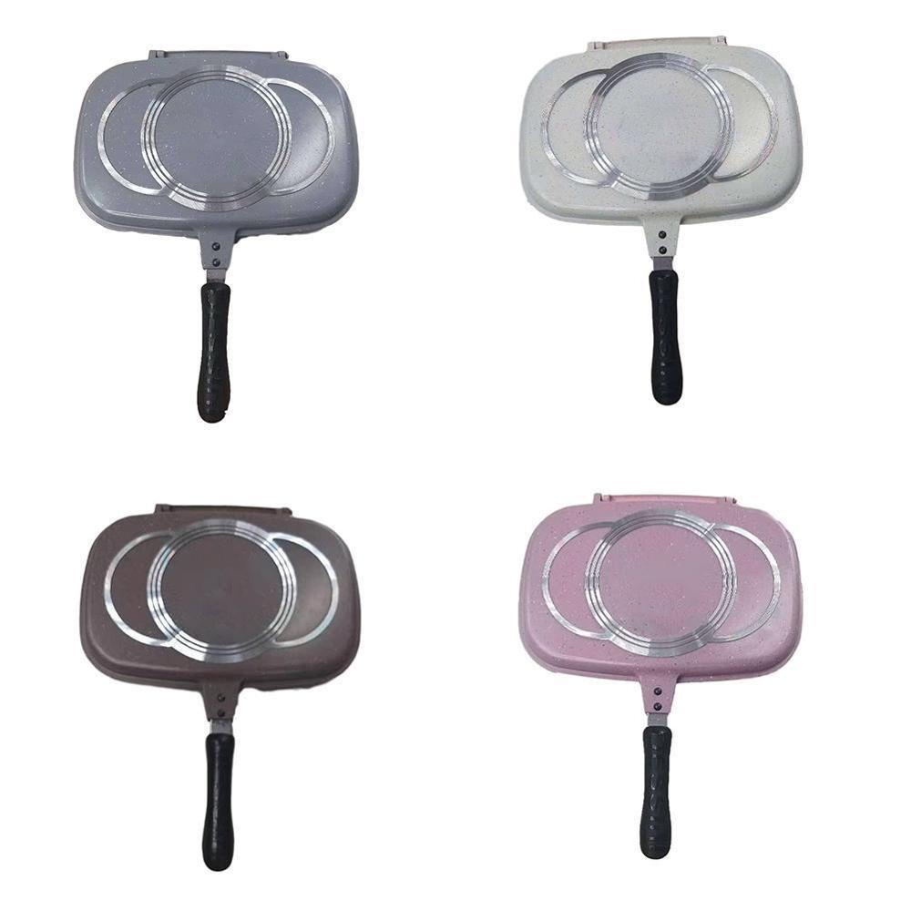 32cm Double Side Grill Fry Pan Cookware Aluminum Accessories Tool Cooking Kitchen Steak Face Pan