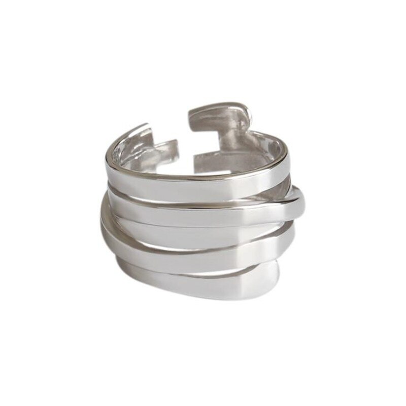 Nouvelle atmosphère créative printemps 925 bijoux en argent Sterling brillant multicouche enroulement irrégulier ouverture anneaux SR509