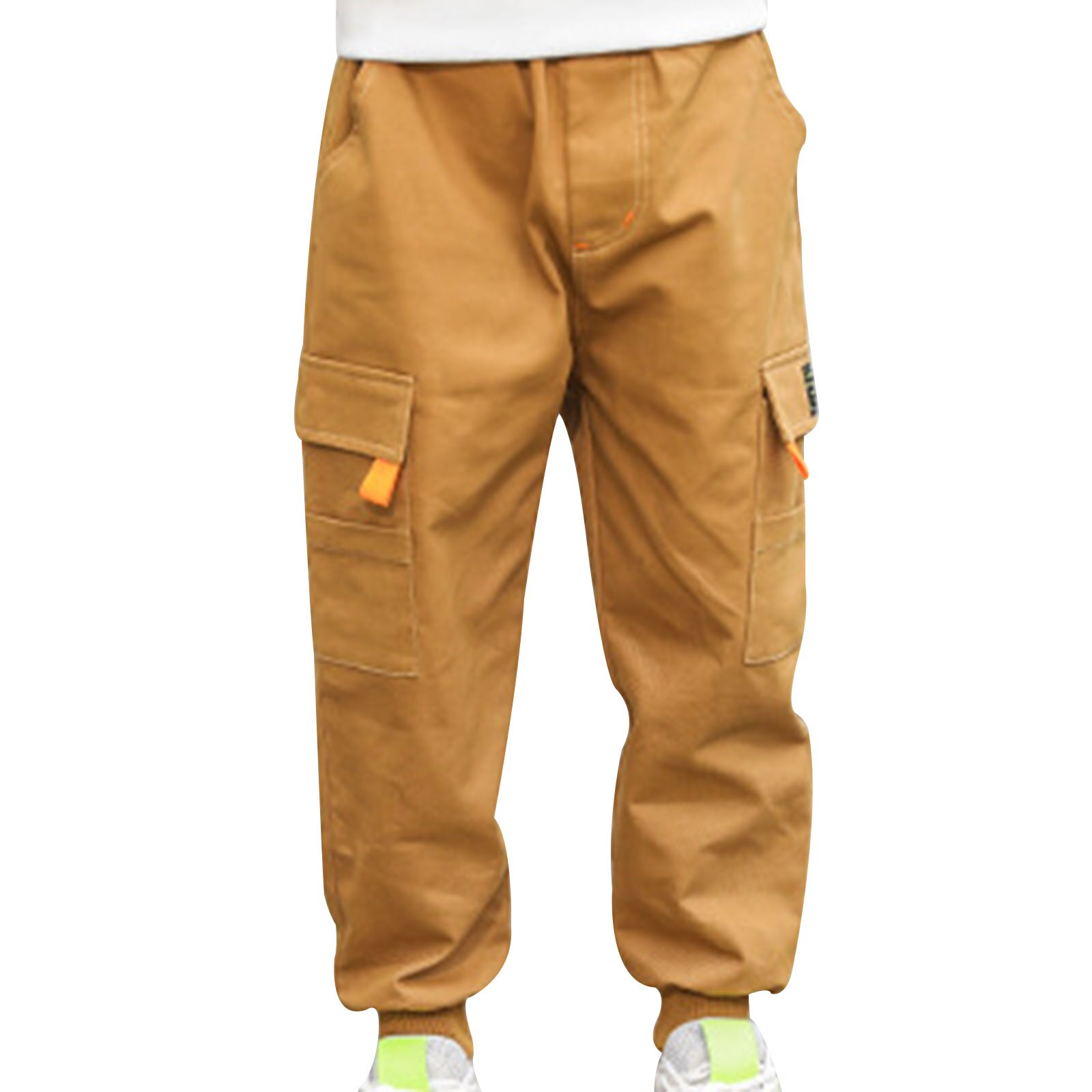 biodro chmiel spodnie dla dzieci chłopięce haremki, bojówki spodnie Multi kieszenie biegaczy wstęga bawełniana kombinezony spodnie dla dzieci nastolatki chłopcy spodnie dresowe: khaki / 120