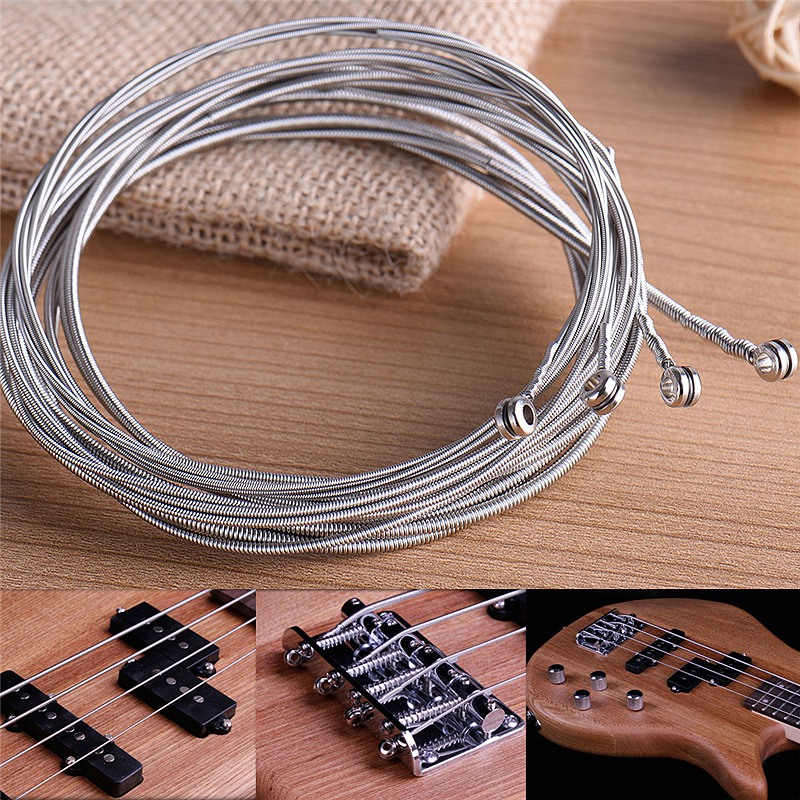 1Set 4 String Vintage Style Bass Hardtail Bridge &amp; 4 Pcs Stainless Steel Bass Strings