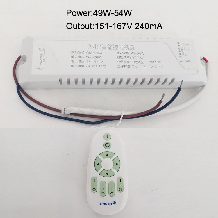 Justering af farvetemperatur og dæmpbar led transformer 2.4g fjernbetjening led driver isoleret og sikker intelligent strømforsyning: 220v 49-54w