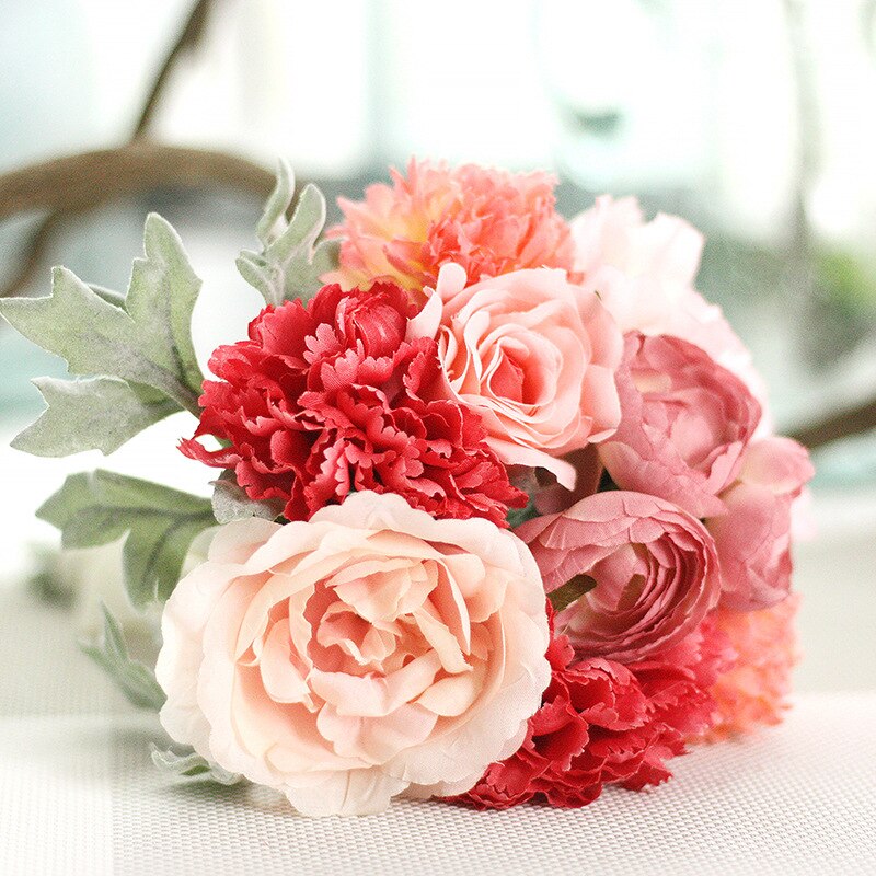 Kyunovia bröllopstillbehör siden vilda blommor bukett för bröllop enfärgad brudbukett bröllopsbukett  d45: Rosa