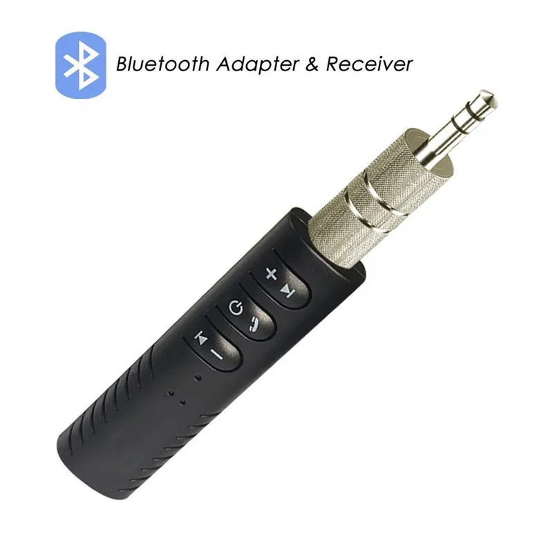Draadloze bluetooth-ontvanger met 3.5mm aansluitingen, auto-audioadapter met microfoon voor hoofdtelefoon en luidspreker.