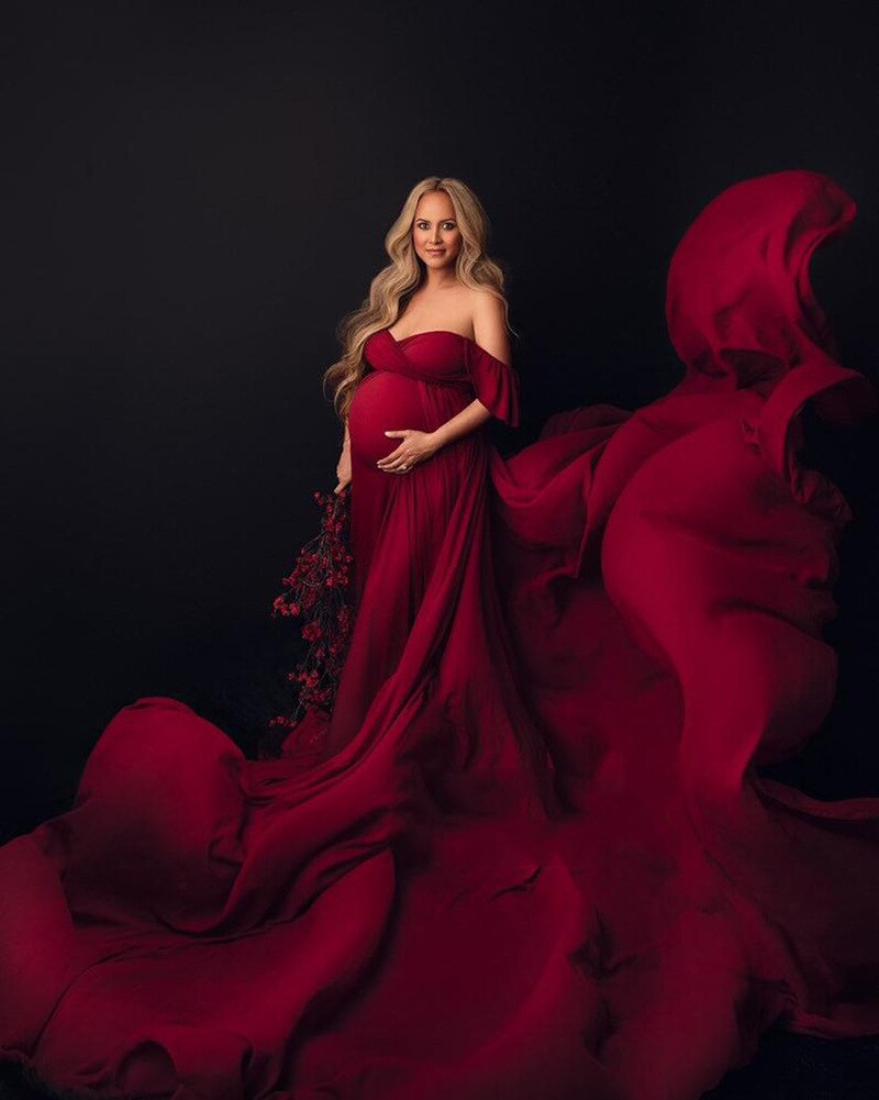 Sexy Moederschap Avondjurken Zwangerschap Jurk Voor Photoshoot Chiffon Lange Zwangere Vrouwen Maxi Gown Fotografie Prop Baby Shower