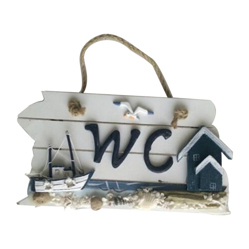 Mediterranean Style Carved WC Doorplate Wooden Door Sign Plaque Hanging Toilet Bathroom Signage: 5AC403004-A