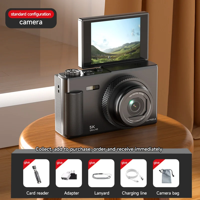 Xiaomi digitalkamera mit 180 °-klappbildschirm, 5k-zoll -Video-vlog-kamera, bildstabilisierung, 75mp 18x zoll-Zoomen, tragbarer körperkamera für studenten: Grün