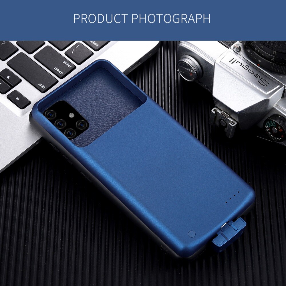 Uitgebreid Telefoon Batterij Power Case 7000Mah Draagbare Power Bank Oplader Voor Samsung Galaxy A71 5G Backup Batterij Opladen case: Blue For A71 5G