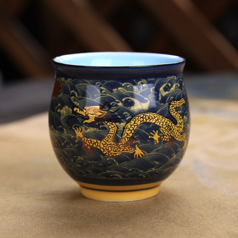 2 Stks/partij Thee Set Retro Thee Set Chip Kopje Thee Dubbele Isolatie En Anti Thuis Koffie Cups Chinese dragon Drankjes: B