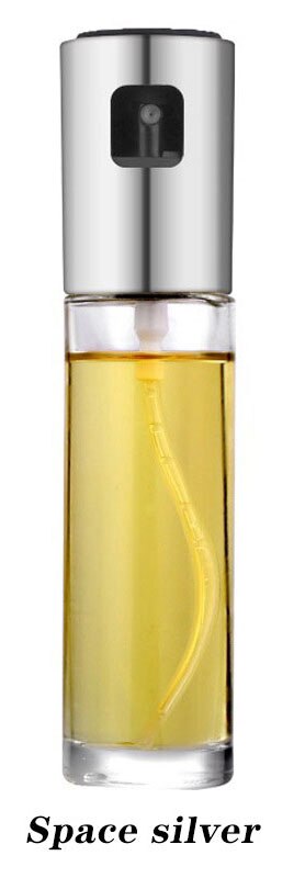 Keuken Bakken Olie Kok Olie Spray Lege Fles Azijn Fles Olie Dispenser Koken Tool Salade Bbq Koken Glas Olie Spuit: Space Silver