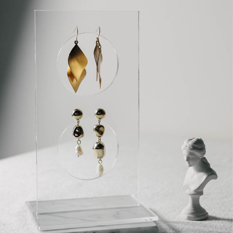 Eenvoudige sieradendisplay van helder acryl, oorbellenstandaard, verticale houder, oorstekers, piercings, opslag, showrek, fotografie-rekwisieten