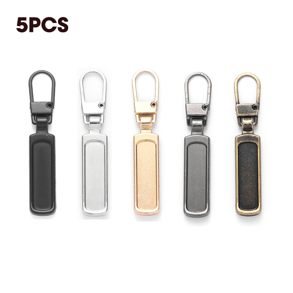 5 uds costura DIY cremallera desmontable cabeza cremallera tirar práctico bolso resistente bolso maleta mochila tienda: Níquel negro