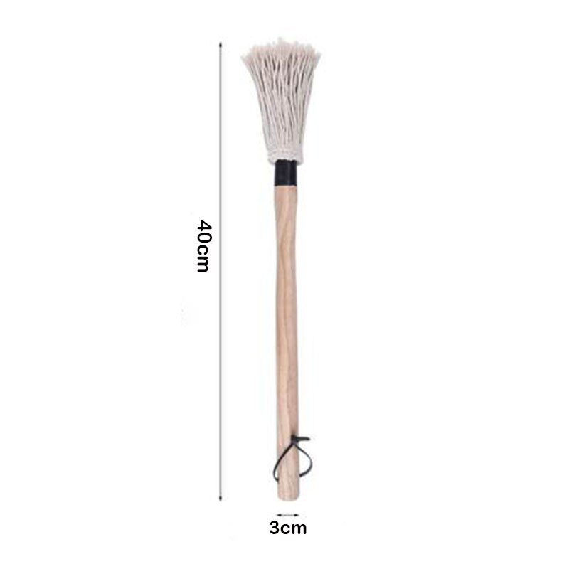 BBQ Grill Basting Mop Barbecue Brush Wooden Long Handle with Removable Brush Easy To Dip