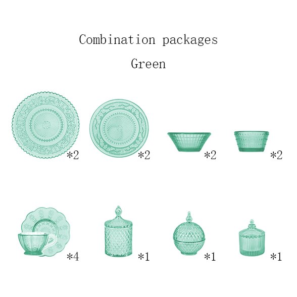 1:6 doll house mini model furniture accessories Glass texture combination （Including cups and saucers, fruit plates, salad bowl: dark green