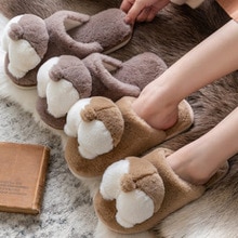 Cotton slippers ladies cute Corgi butt plush warm anti-slip couple indoor thick-soled household cartoon men in winter