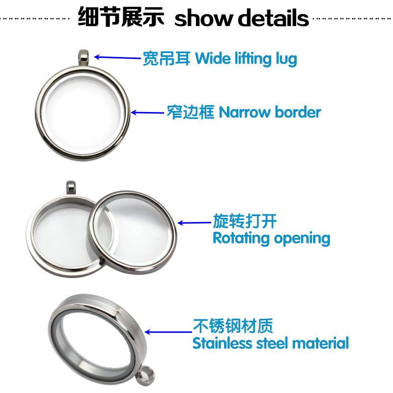 Gemengde Grootte Drijvend Glas Living Memory Medaillon Charms Hanger Twist Top Roestvrij Staal Glazen Medaillon Diy Sieraden Vrouwen