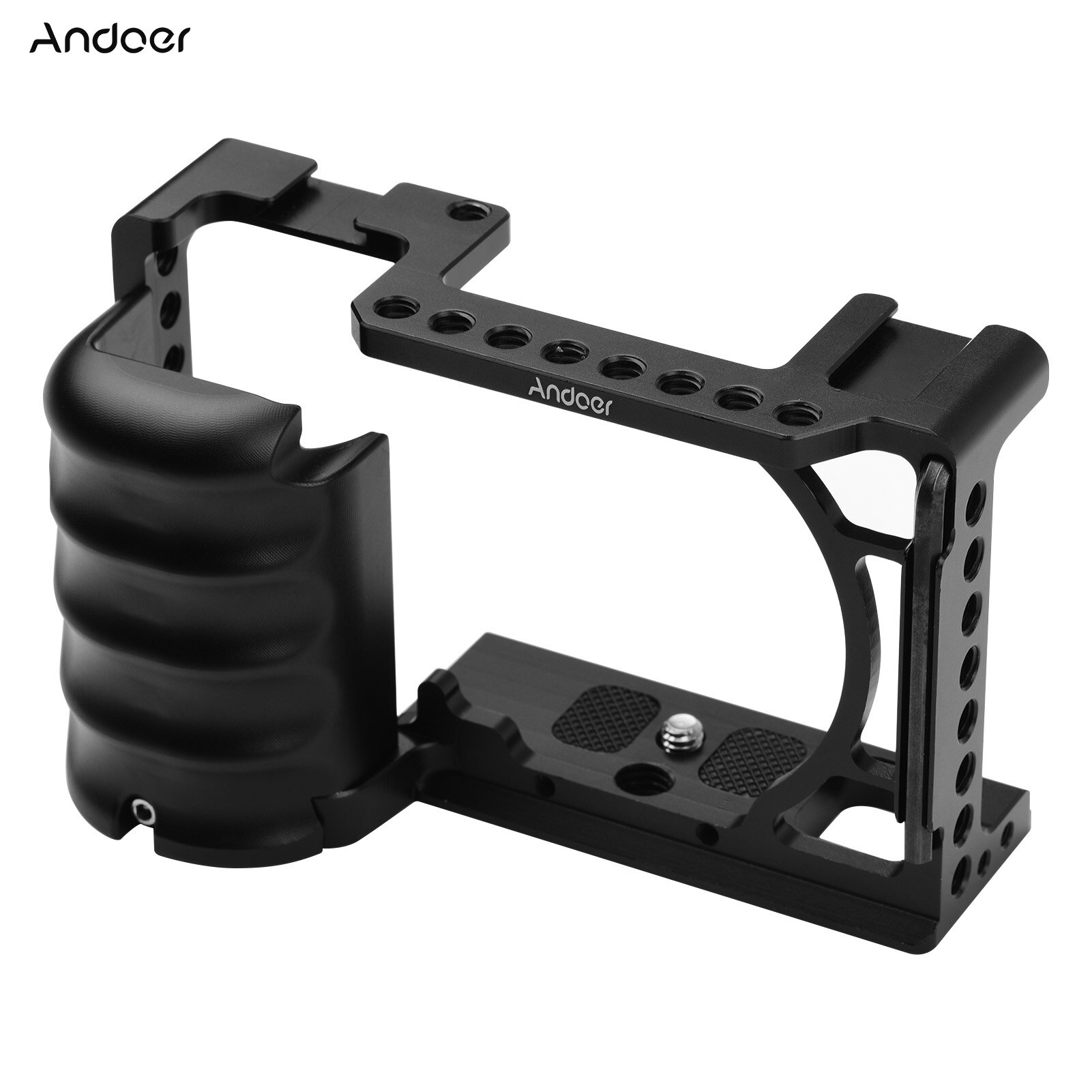 Andeor Video Camera Cage Rig Koude Schoen Mount 1/4 3/8 Schroefdraad Gaten W/Wrench Voor Sony A6000 A6100 A6300 a6400 A6500 A6600 Dslr