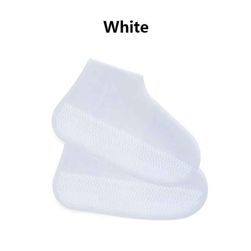 1 Paar Herbruikbare Waterdichte Elasticiteit Overschoenen Voor Reizen Strand Antislip Rubber Regen Overschoenen: White / S
