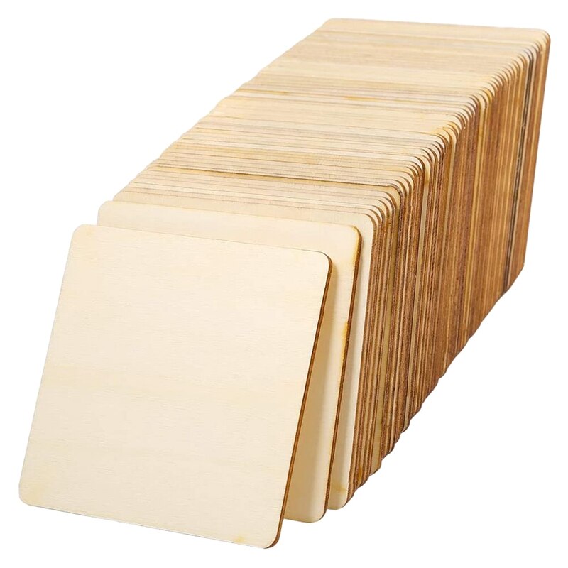 Láminas de madera cuadradas sin terminar para posavasos, pirograbado, pintura, escritura, accesorios y decoraciones, 4x4 pulgadas, 72 piezas
