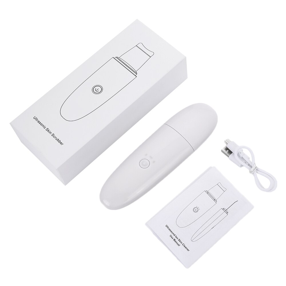 Ultrasonic Exfoliating Machine Blackhead Remover Face Peeling Tools Face Cleaner Skin Scrubber Facial Massage Beauty Instrument: White