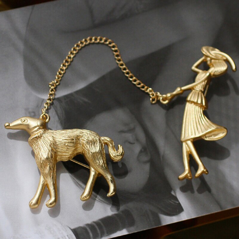 Pins Broches Badges Creatieve Gouden Ketting Enamel Honden Meisjes Revers Metalen Man Vrouwen Vintage Animal Pins