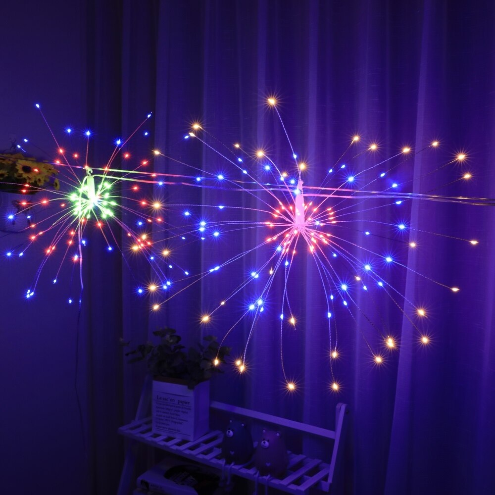 Tira de alambre de cobre ligero para decoración de boda tira de luces LED con control remoto, resistente al agua, 108 lámparas, decoración navideña