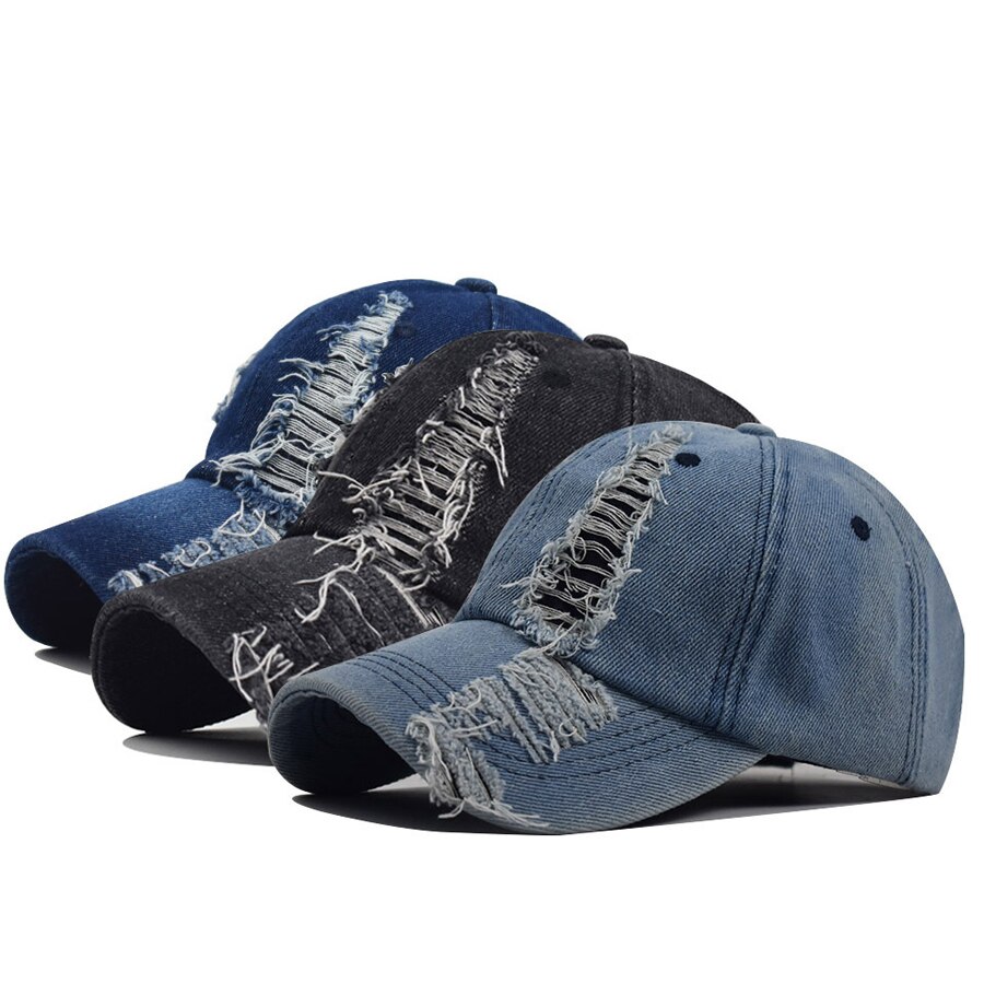 frühling Herbst Getragen Denim Cap Sommer Outdoor Freizeit Visier Hut Trend Loch Damen Baseball Caps Hip Hop Sport hüte