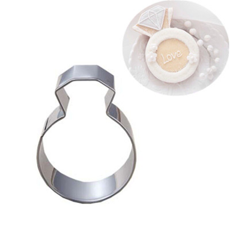 1 Pc Cutter Cookie Keuken Accessoires Diamanten Ring Rvs Party Bakken Gereedschap Lady Cookie Mold Wedding Cookie Stempel