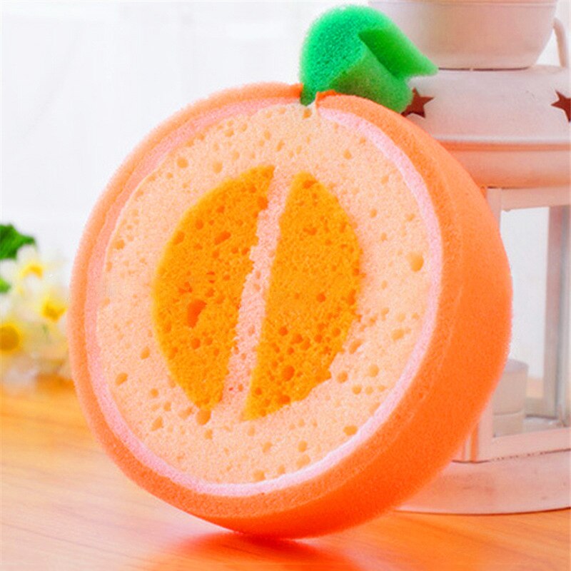 Esponja de limpieza con forma de fruta, utensilio de limpieza fuerte, ideal para cocina, baño, 12x12x3cm, 1 Uds.: cantaloupe