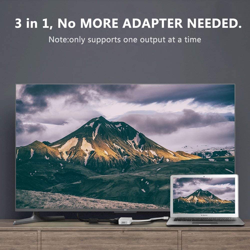 Kabel adapter mini DisplayPort na HDMI 4K VGA DVI 3-w-1 1080P piorun mini DP na VGA HDMI DVI konwerter dla Maców Laptopów PC