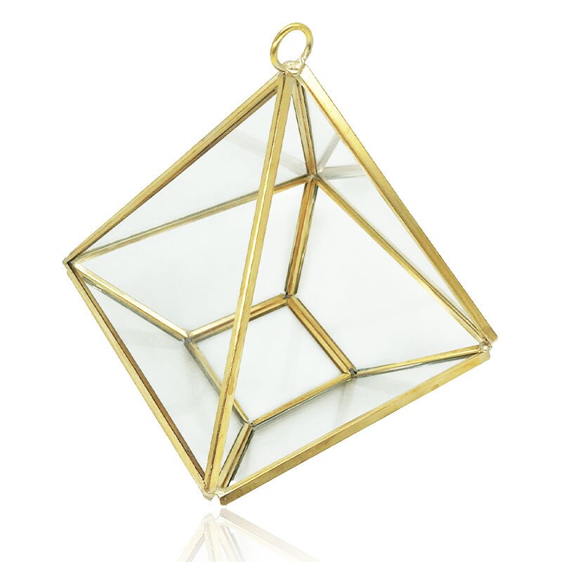 diamond shape storage box Phnom Penh geometric glass flower room cosmetics jewelry box glass + brass crafts ornaments