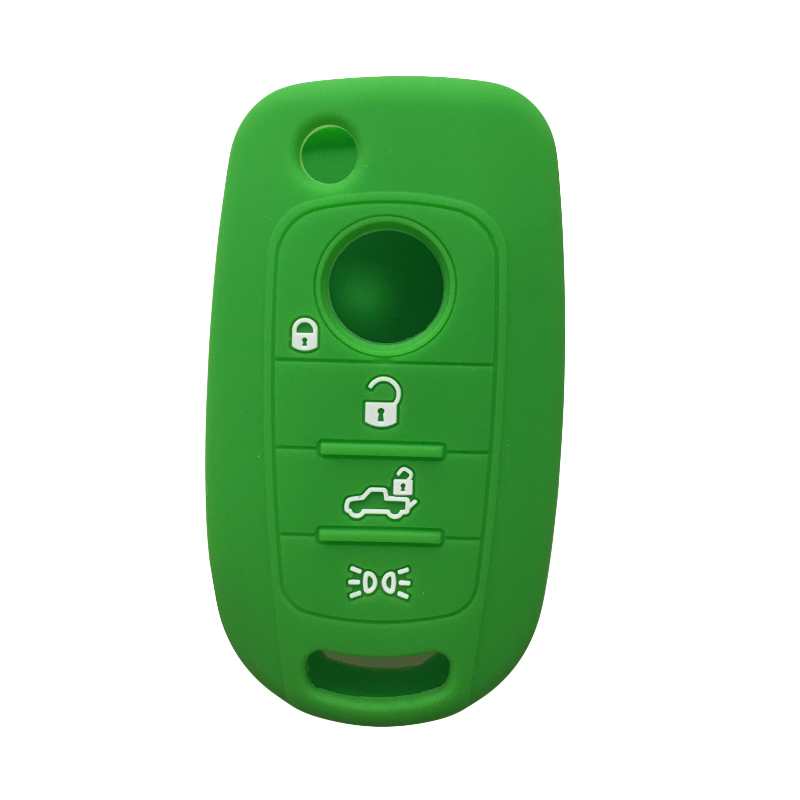Coque de clé de voiture pliable, pour Fiat Tipo etui clés, Fiat Egea 500X Toro Tipo, coque de protection néon, pour alarme: green