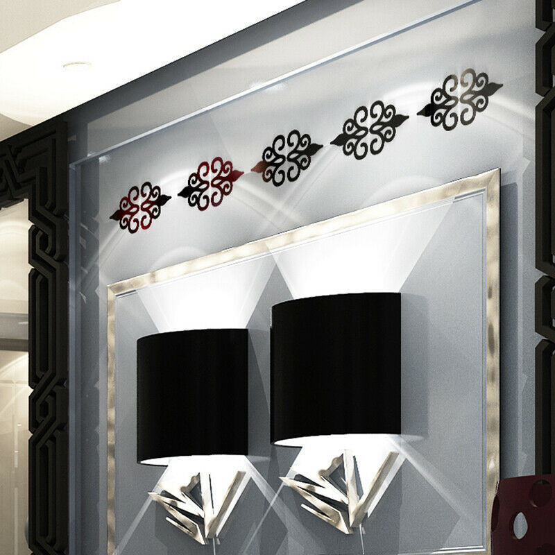 10pcs 3D Acrylic Hollow Reflective Mirror Wall Stickers Removable DIY Decals Self Adhesive Art Murals Room Wall Decor for Home