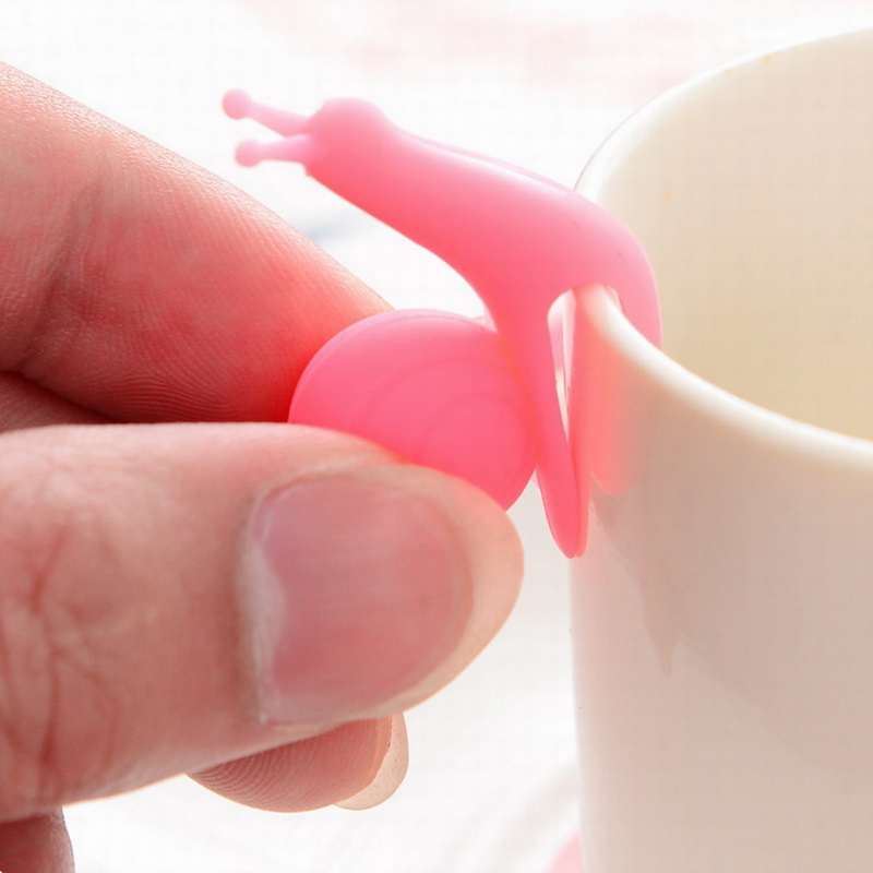10 stk sød snegle silikone te holder madlavningsværktøj lille sneglegenkendelse enhed te infuser kop te hængepose farve tilfældig