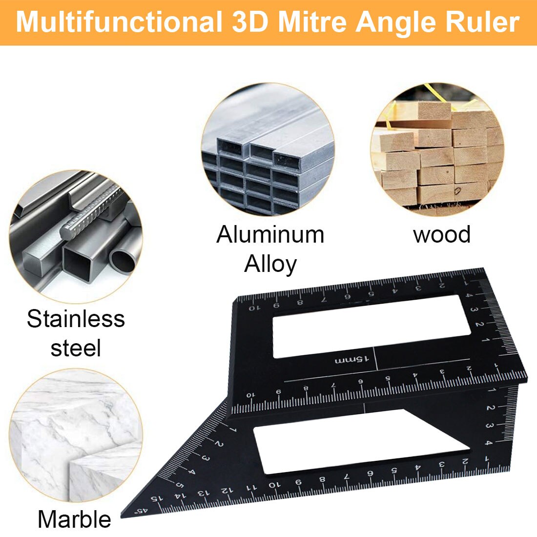 45/90 Graden Multifunctionele Houtbewerking Aluminium Vierkante Gauge Verticale Hoek Kraspen Liniaal Meten Kalibratie Praktisch Hulpmiddel