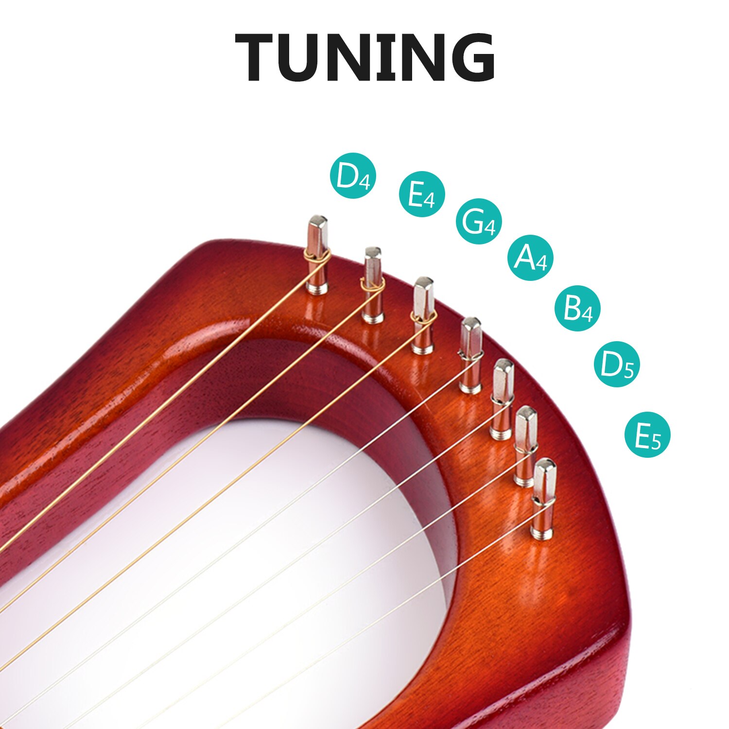 Ammoon 7-- strenget lyreharpe lyre i gammel stil okoume træstrengeinstrument med bæretaske strengesæt stemmenøgle 2 stk.