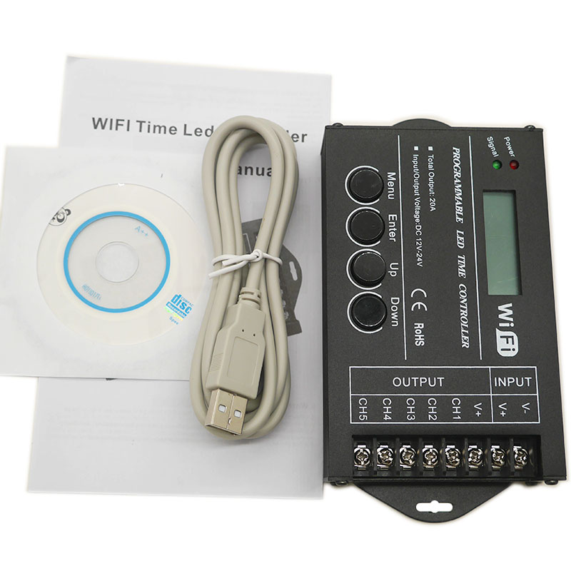 Programmable Time programable RGB LED Controller DC12V/24V 5Channel Total Output 20A Common Anode TC420/TC421