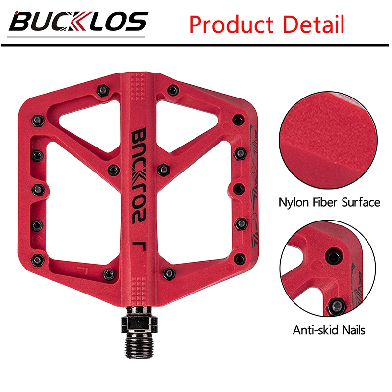 BUCKLOS MTB Bike Pedals Sealed Bearing Mountain Road Bicycle Flat Pedal Platform Ultralight 9 16'' Platform Pedals Bicycle Part