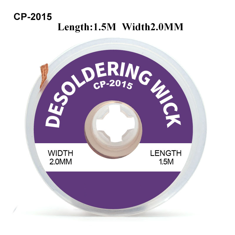 tresse à dessouder Mèche à souder sans nettoyage, fil à souder, tresse avec Flux, outil de dissolvant de tresse, ventouse de soudure: 2mm