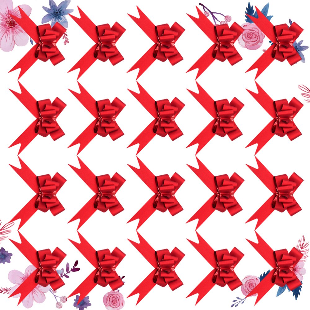 50Pcs 9cm Beautiful Pull Bowknots with Snowflake Pattern Christmas Decorative Pull Bowknots Box Pull Bows Bowknot Ribbon(Re