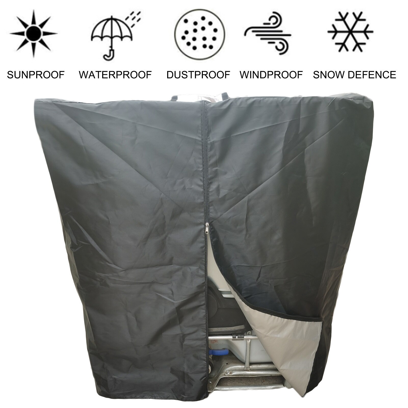 210D Fabric Dust Cover Water-Resistant Ton Barrel Rain Cover for IBC 1000L Rainwater Tank IBC Ton Barrel Protective Cove